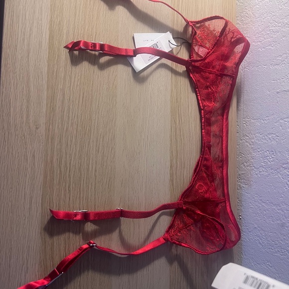 Fleur du Mal Red Lace Bra and Panty Set - Picture 5 of 8